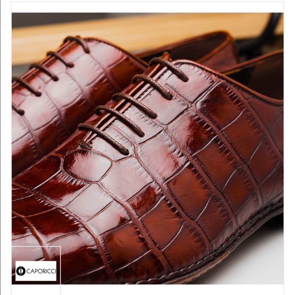 CAPORICCI 2543 Gold Brown Real Alligator Shoes - Picture 5 of 8